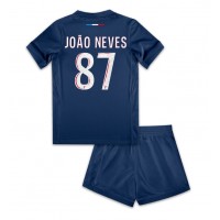 Paris Saint-Germain Joao Neves #87 Hjemmedraktsett Barn 2024-25 Kortermet (+ Korte bukser)